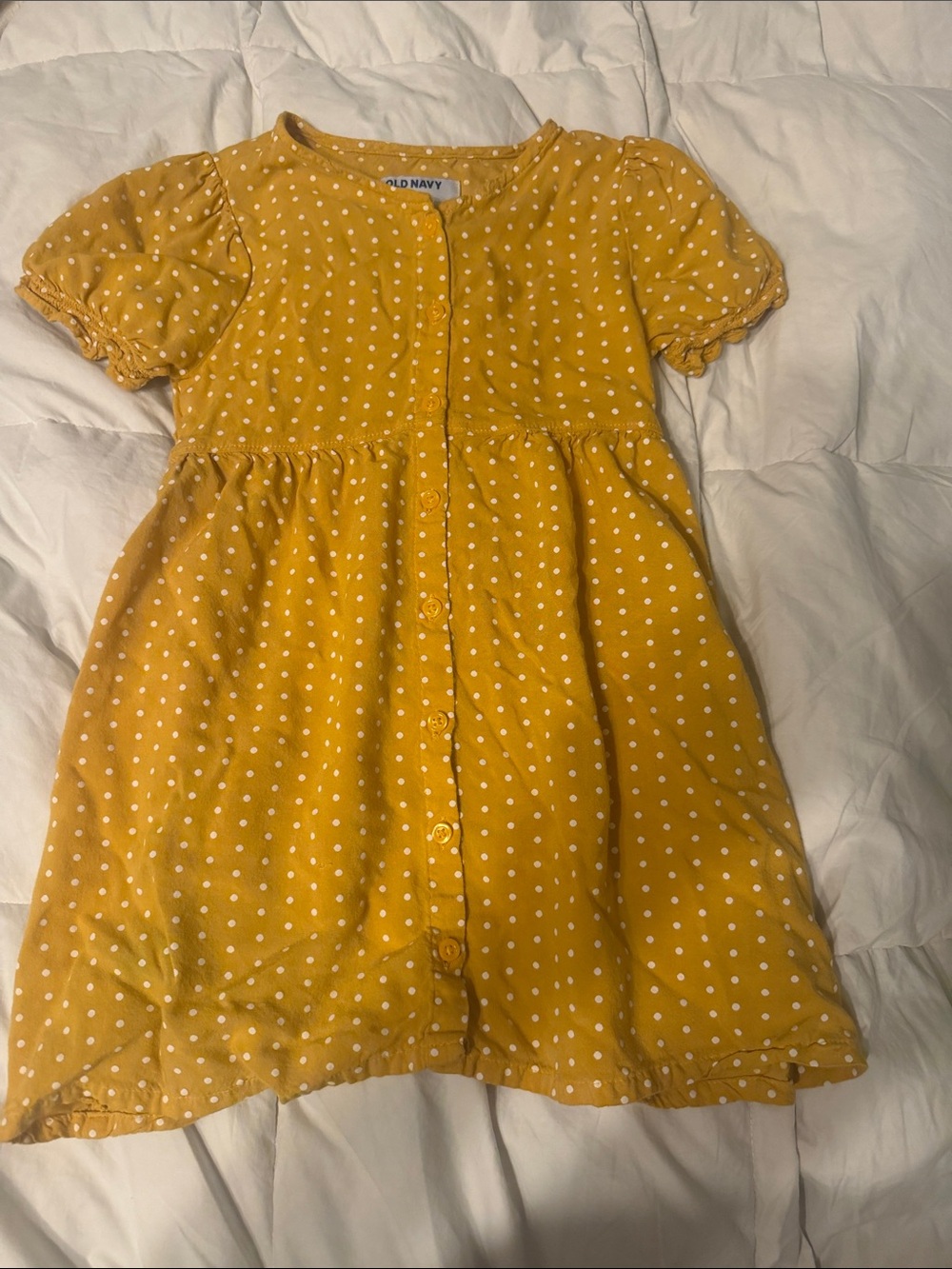 Yellow Dress with White Polka Dots